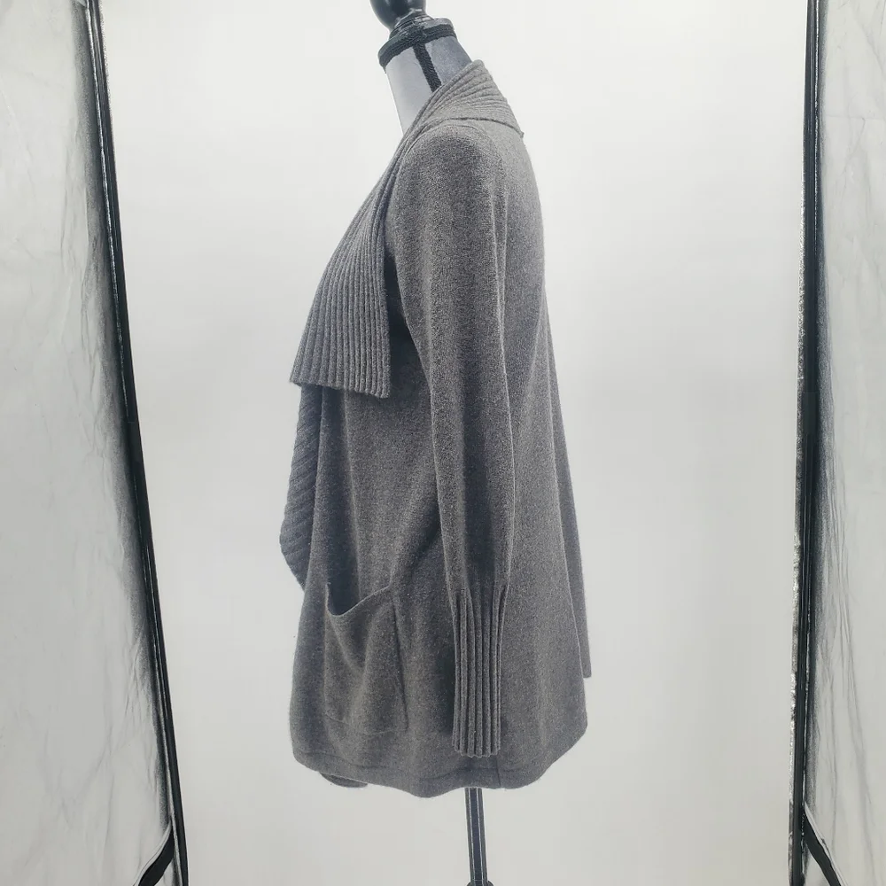 ♡ Scoop NYC Cashmere Gray Cardigan with Ribbed Shawl Collar Size Small - Picture 7 of 9